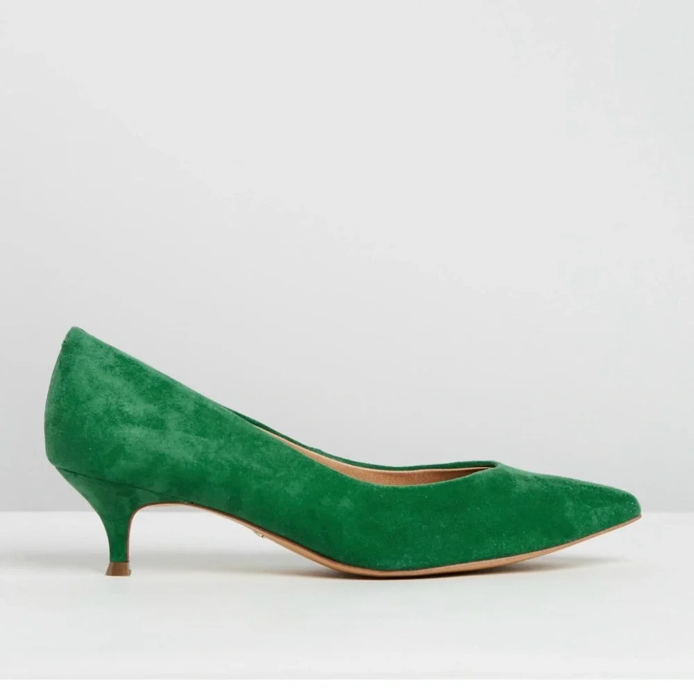 Vionic Josie Kitten Heel Emerald Suede Size 7 EUC